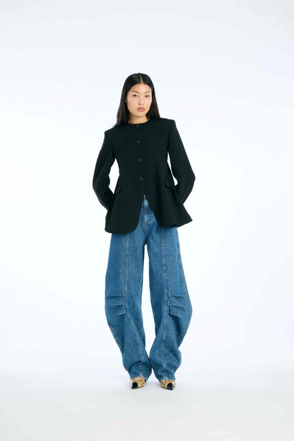 Flared Tailored Jacket Black - Image 3