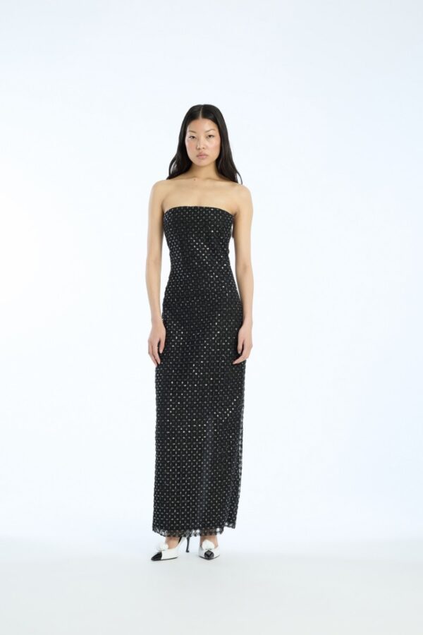 Beaded Maxi Tube Dress Black