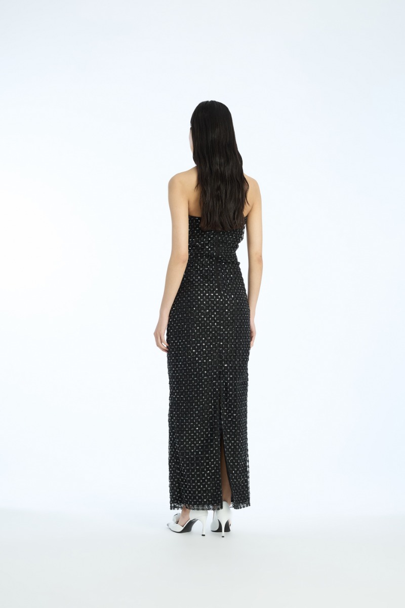 Beaded Maxi Tube Dress Black - Image 2