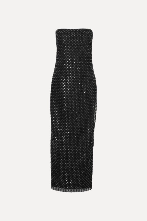 Beaded Maxi Tube Dress Black - Image 3