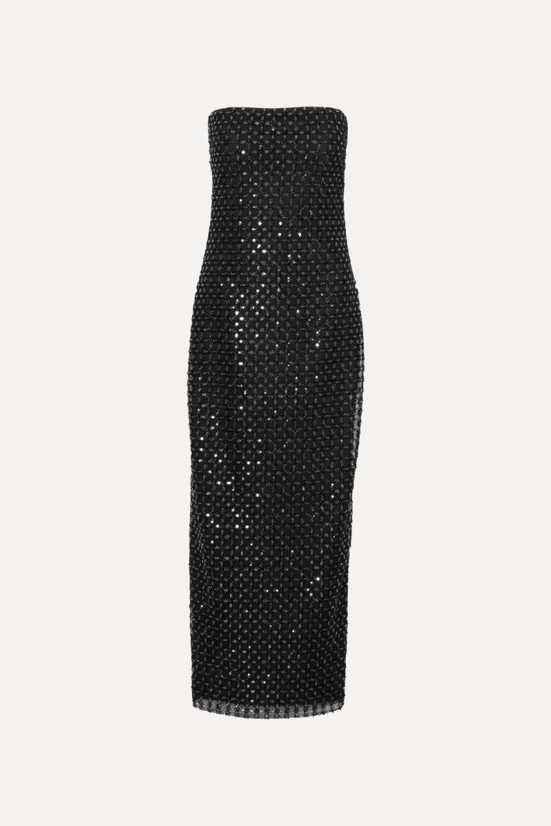 Beaded Maxi Tube Dress Black - Image 3