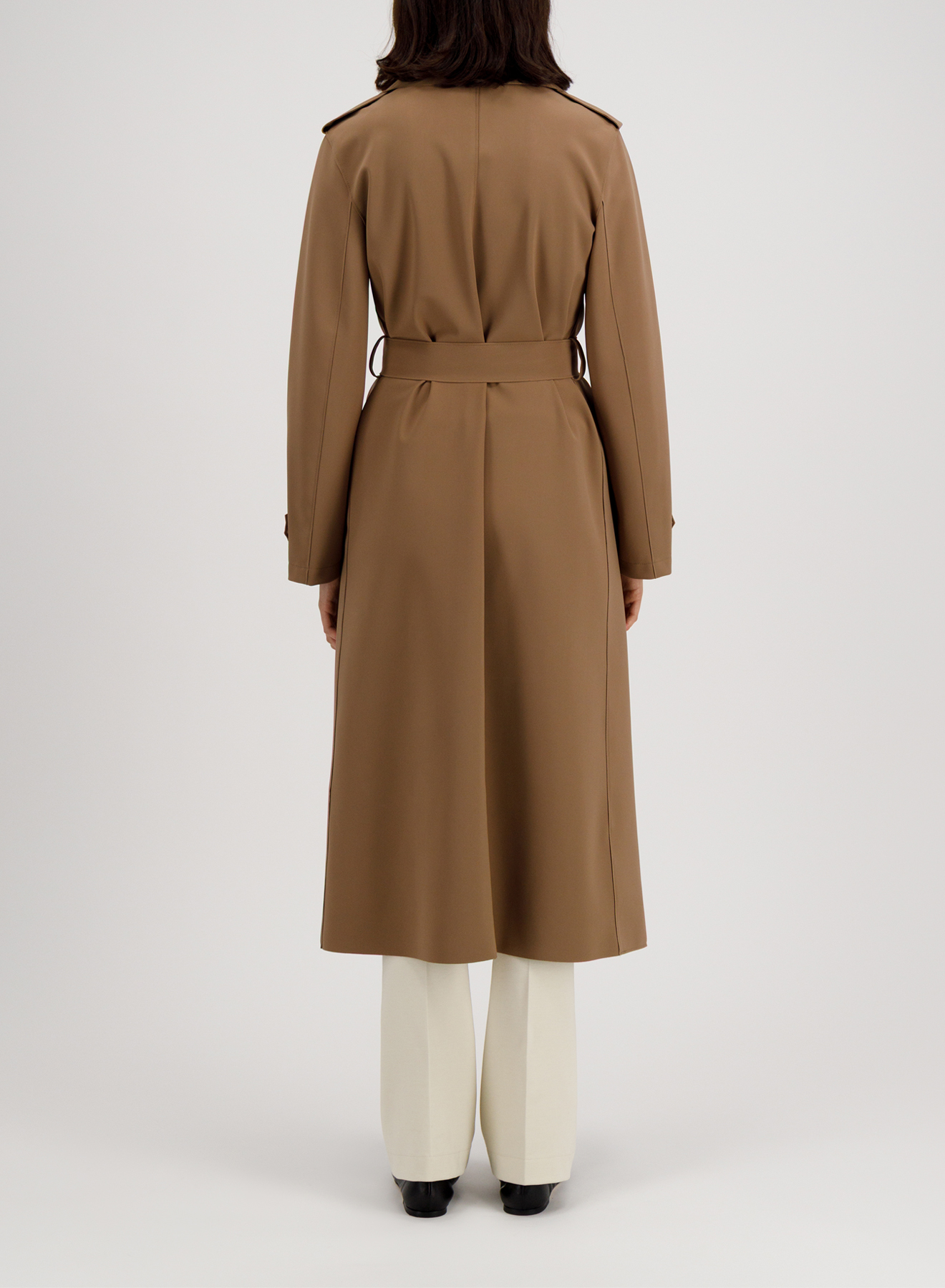 woman long trench scuba Tobacco - Image 2