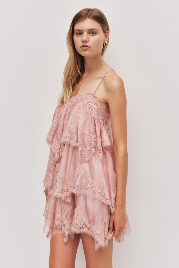 Ophelia Lace Mini Dress Fawn Pink - Image 2