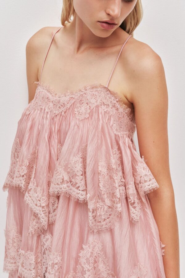 Ophelia Lace Mini Dress Fawn Pink - Image 3