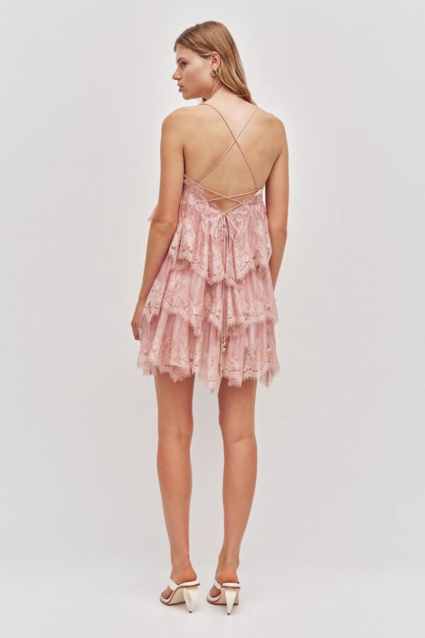 Ophelia Lace Mini Dress Fawn Pink - Image 4