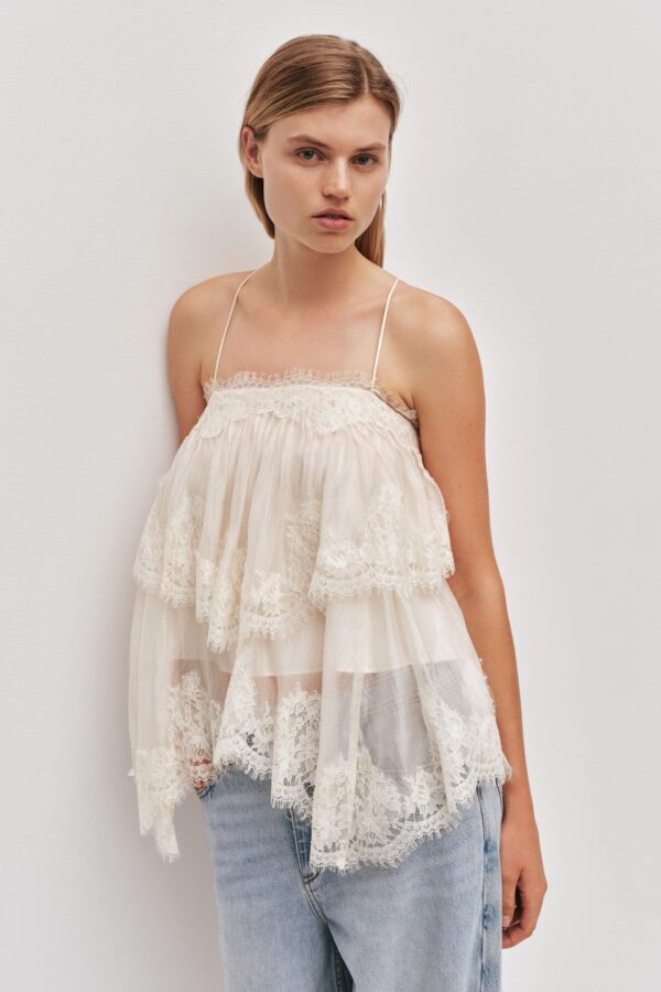 Ophelia Lace Cami Pastel Yellow - Image 2