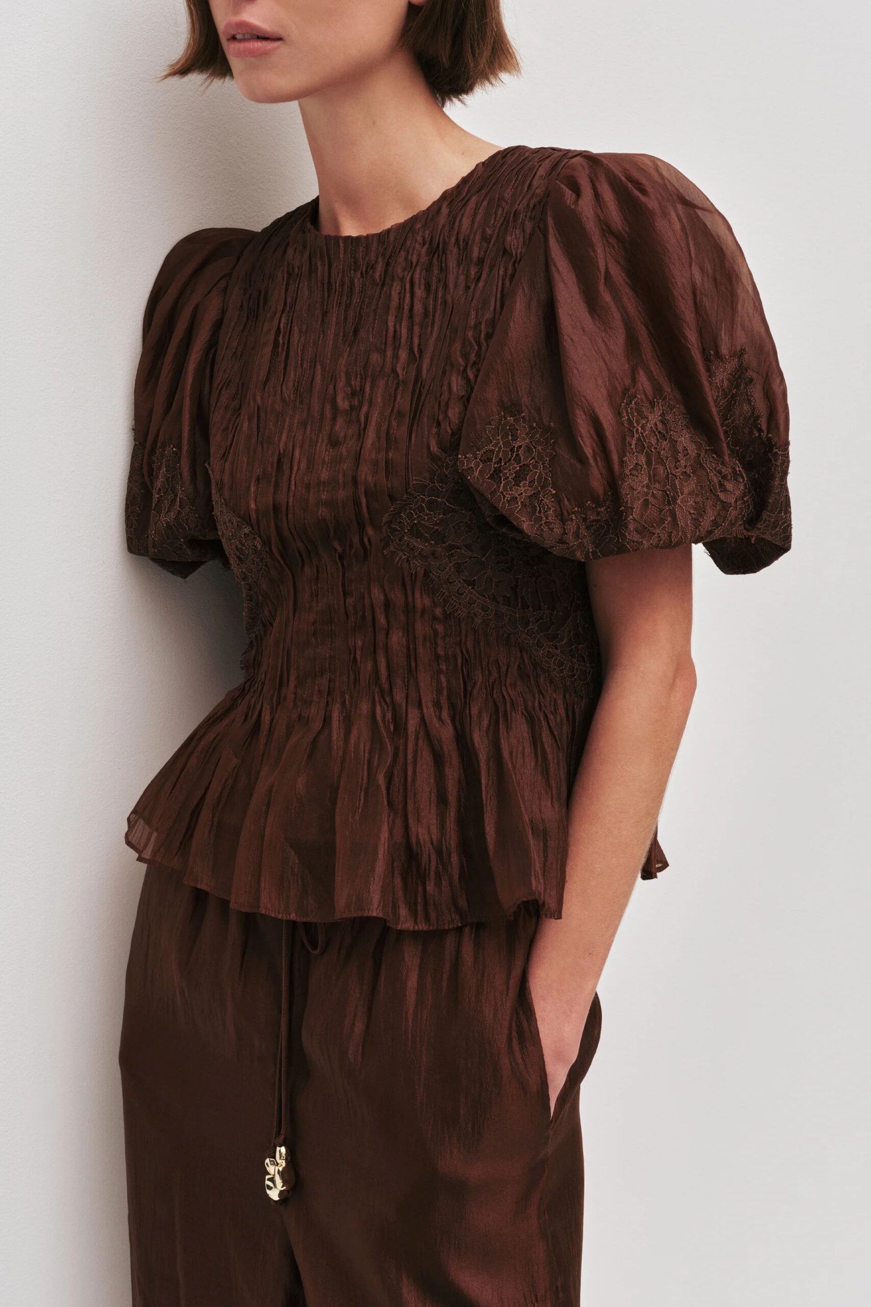 Ophelia Lace Top Chocolate - Image 2
