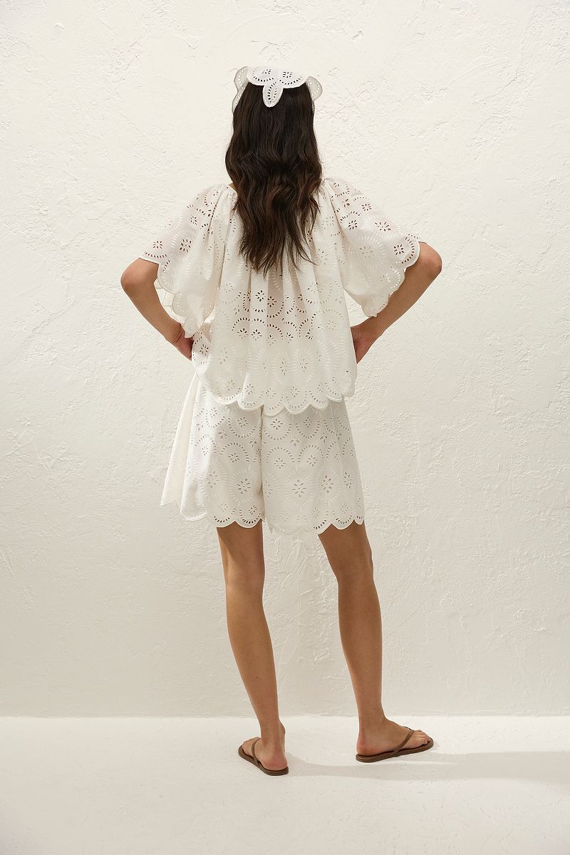 Fondaco Short Bianca Broderie White - Image 3