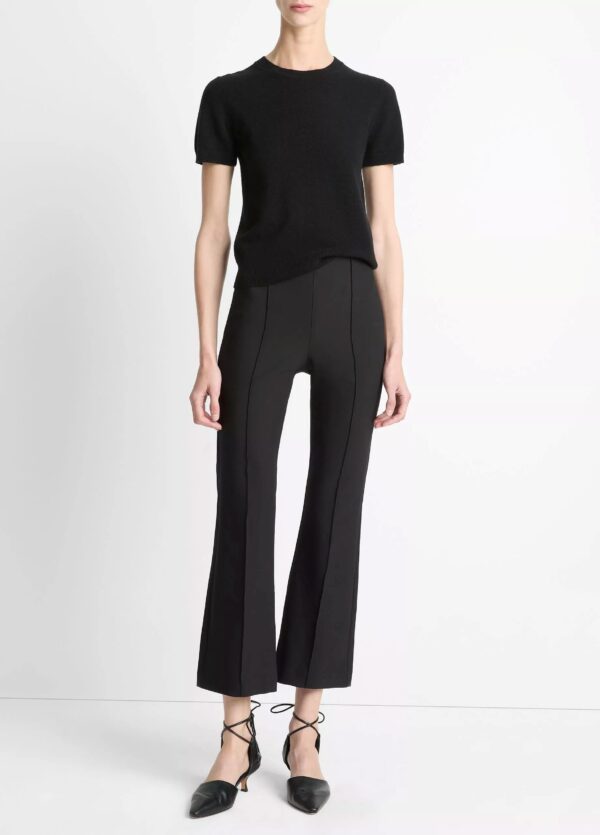 Mid Rise Pintuck Crop Flare Black