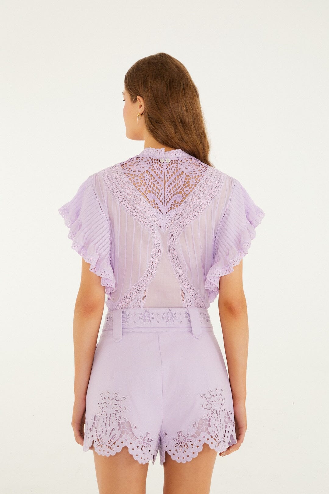 Geometric Richelieu Twill Midi Short Purple - Image 3