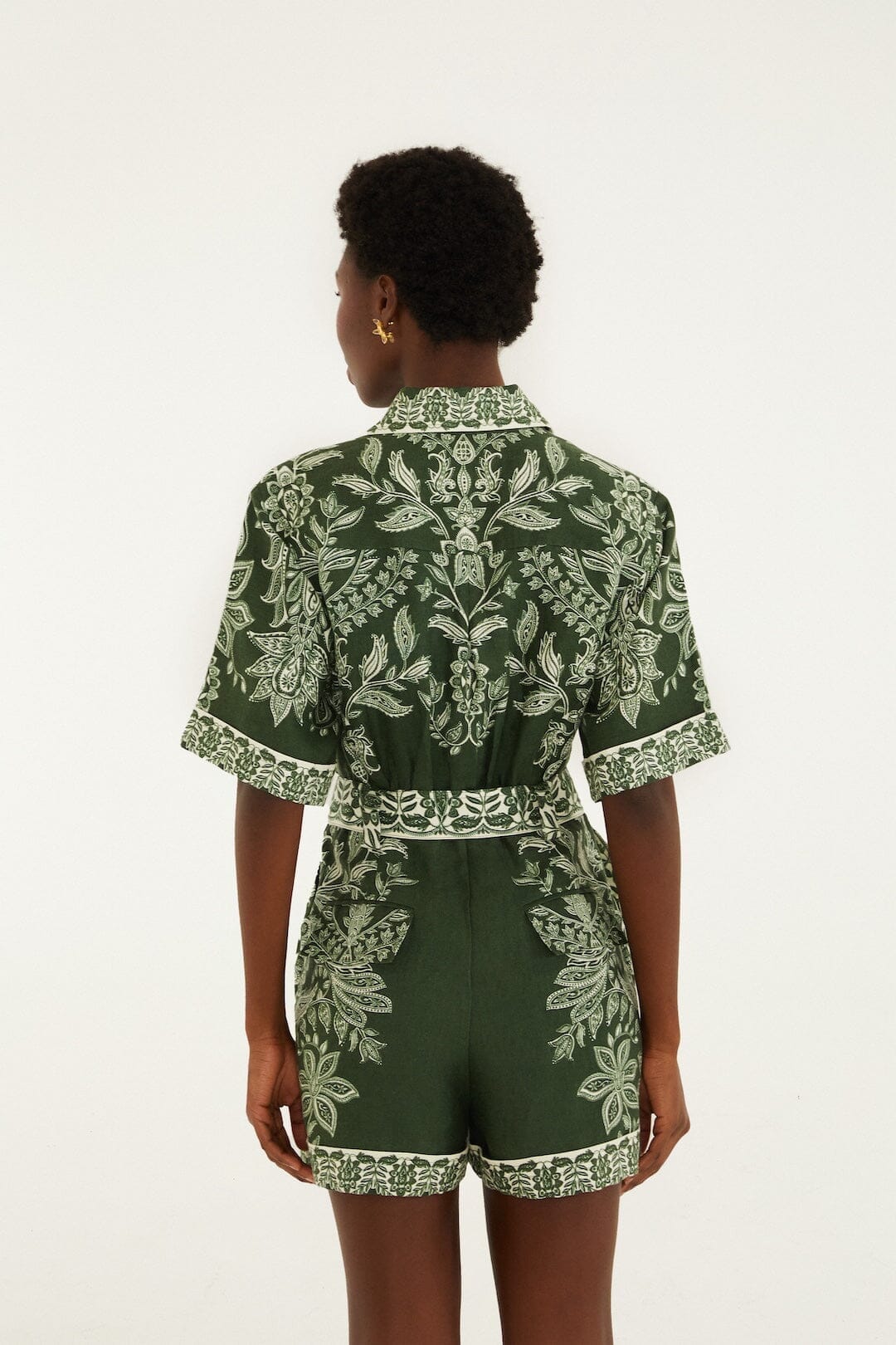 Miranda Dark Green Short Sleeve Romper Miranda Dark Green - Image 3