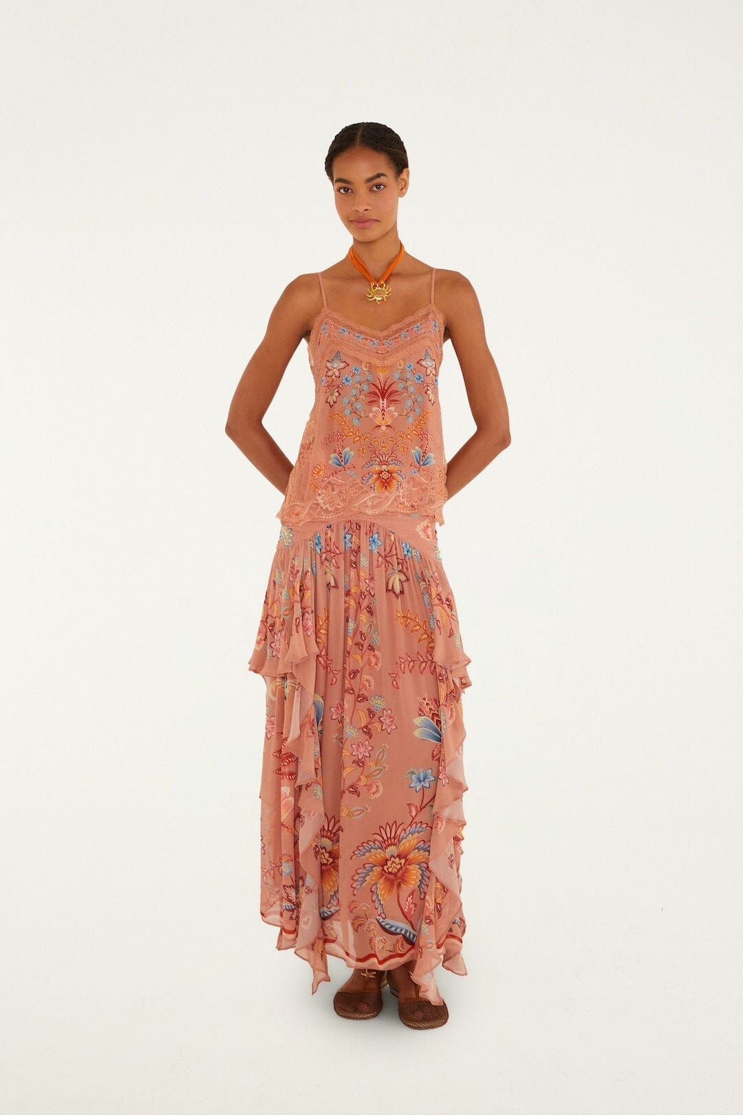 Boho Enchance Mocha Maxi Ruffles Skirt Boho Enchance Mocha - Image 2