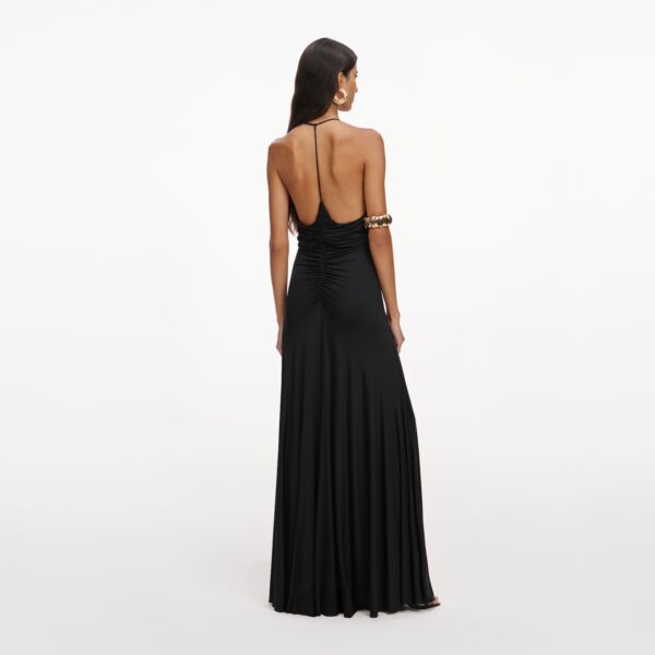 Black Jersey Gathered Maxi Dress Black - Image 3
