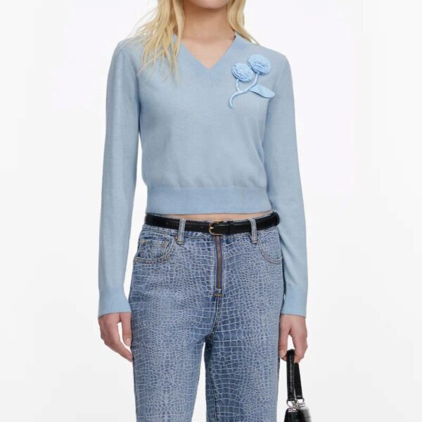 Blue Rose Wool Jumper  Blue - Image 2