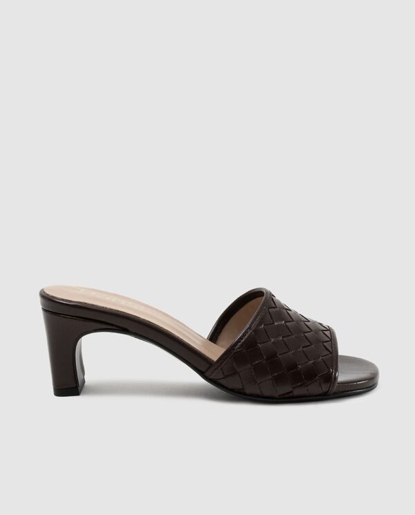Woven Heeled Mule Brown