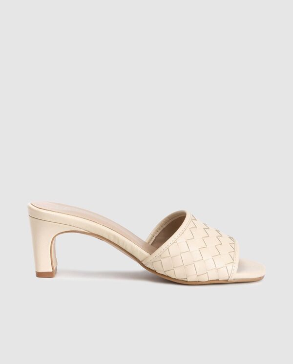 Woven Heeled Mule Ecru