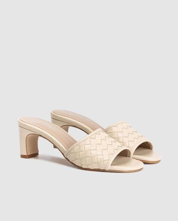 Woven Heeled Mule Ecru - Image 2