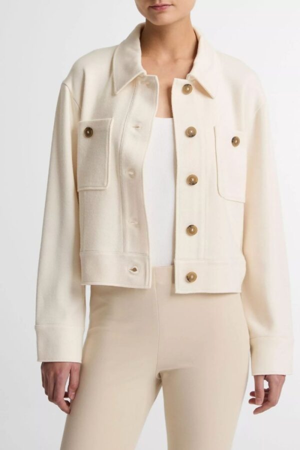 Ponte Knit Jacket  Off White - Image 3