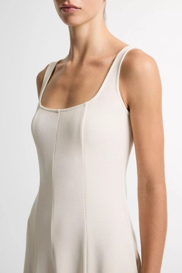 Square Neck Seamed Dress Flax