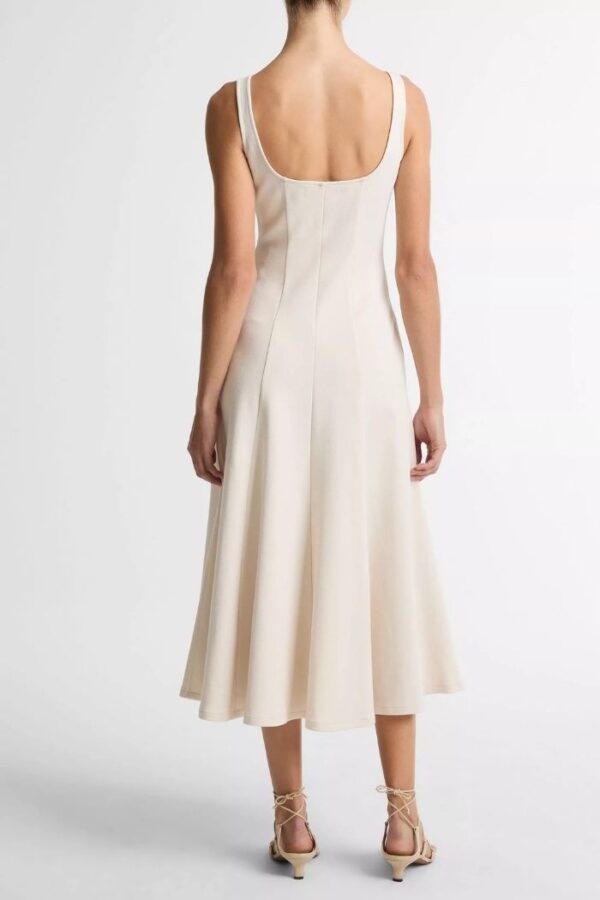 Square Neck Seamed Dress Flax - Image 2