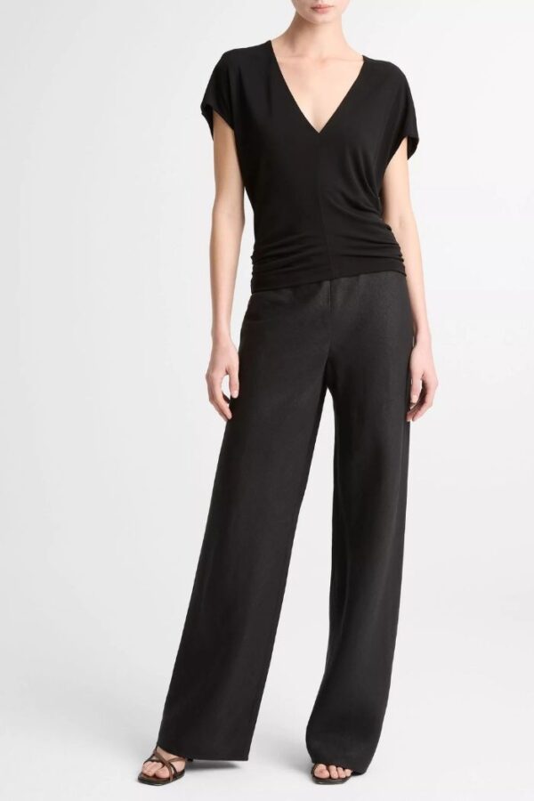 Flutter Sleeve V Neck  Black - Image 2