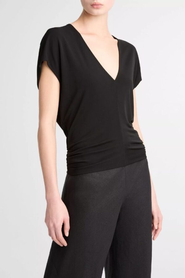 Flutter Sleeve V Neck  Black - Image 5