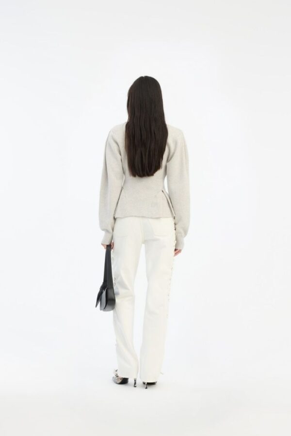 Peplum Knit Cardigan  Pumice Stone - Image 2