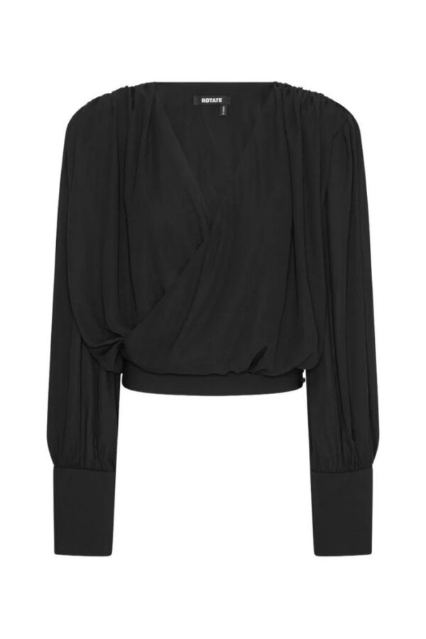 Long sleeve V Neck Top Black