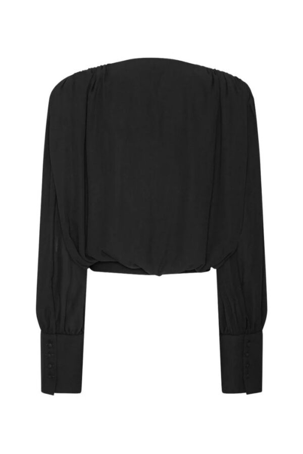 Long sleeve V Neck Top Black - Image 2