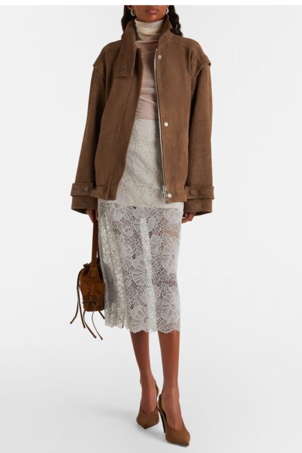 Lace Midi Pencil Skirt Pumice Stone