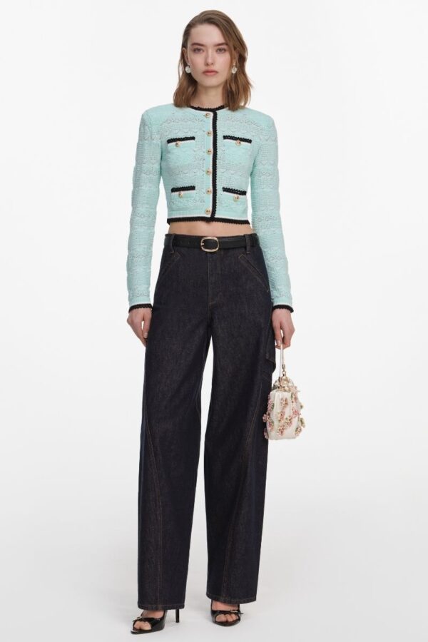 Mint Pointelle knit Cardigan