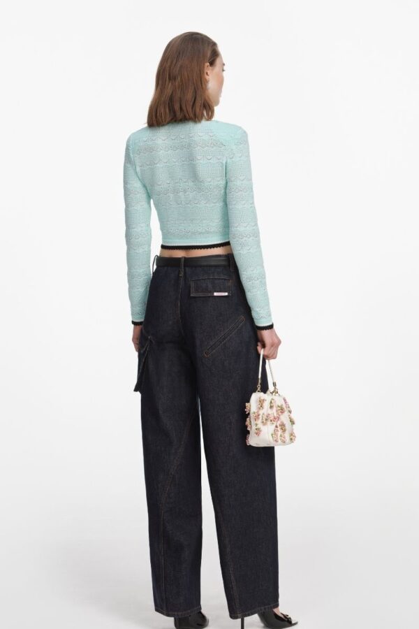 Mint Pointelle knit Cardigan - Image 2