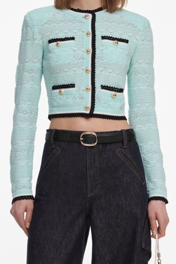 Mint Pointelle knit Cardigan - Image 3