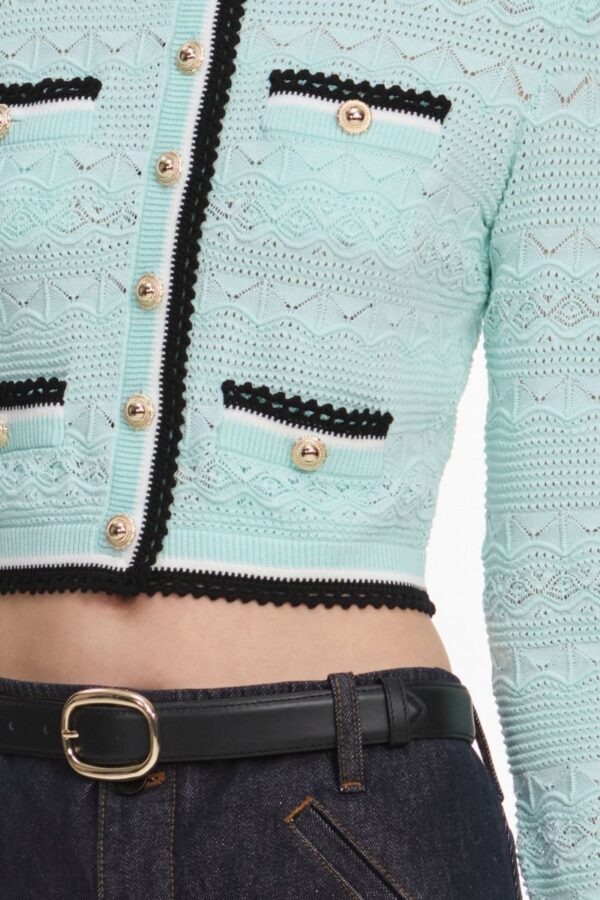 Mint Pointelle knit Cardigan - Image 4