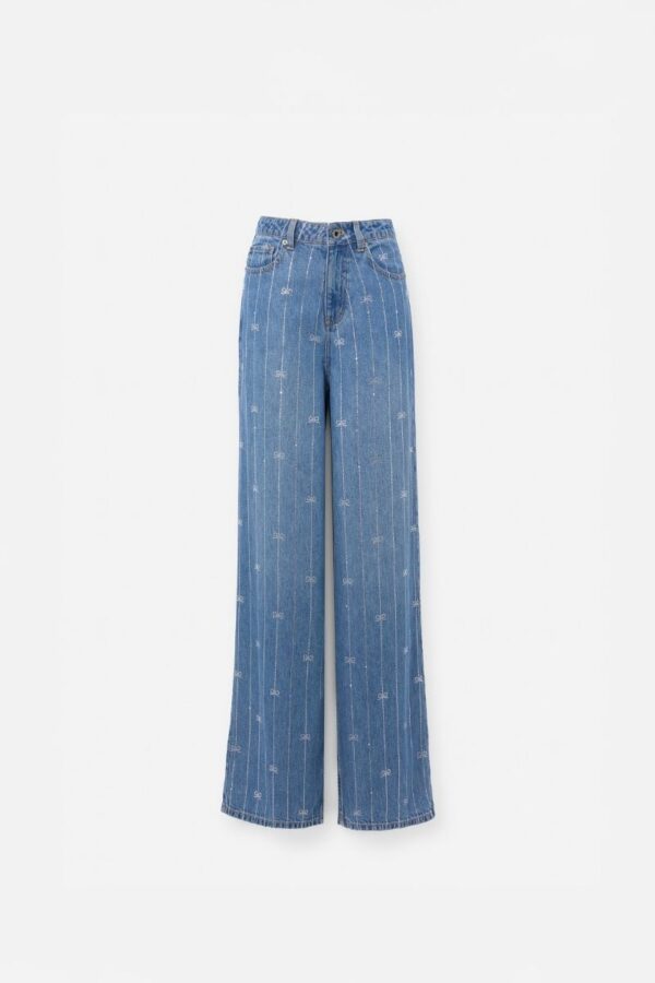 Rhinestone Stripe denim Jeans - Image 5