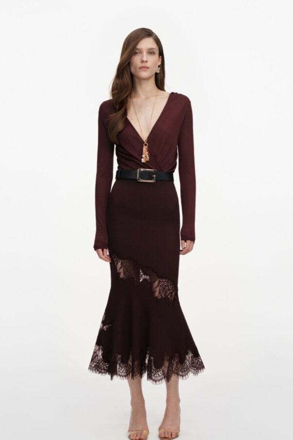 Brown Viscose Knit Bodysuit