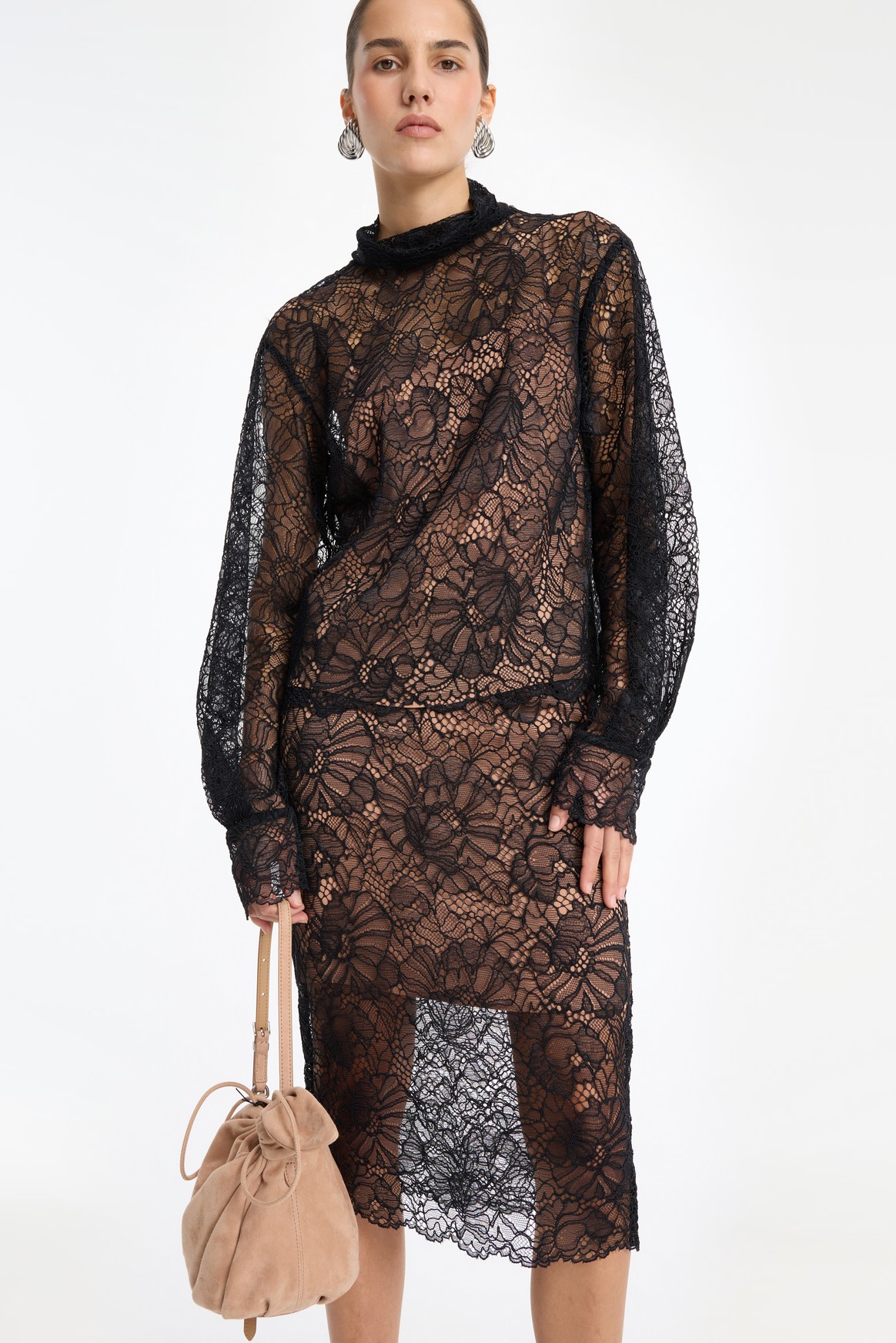 Lace Midi Pencil Skirt - Image 2