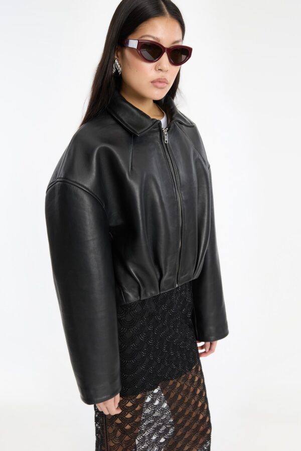 Bonded Boxy Leather Jacket - Image 2