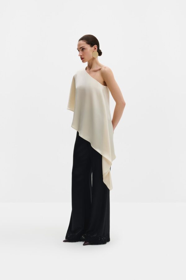 Aria One Shoulder Asymmetric Satin Blouse