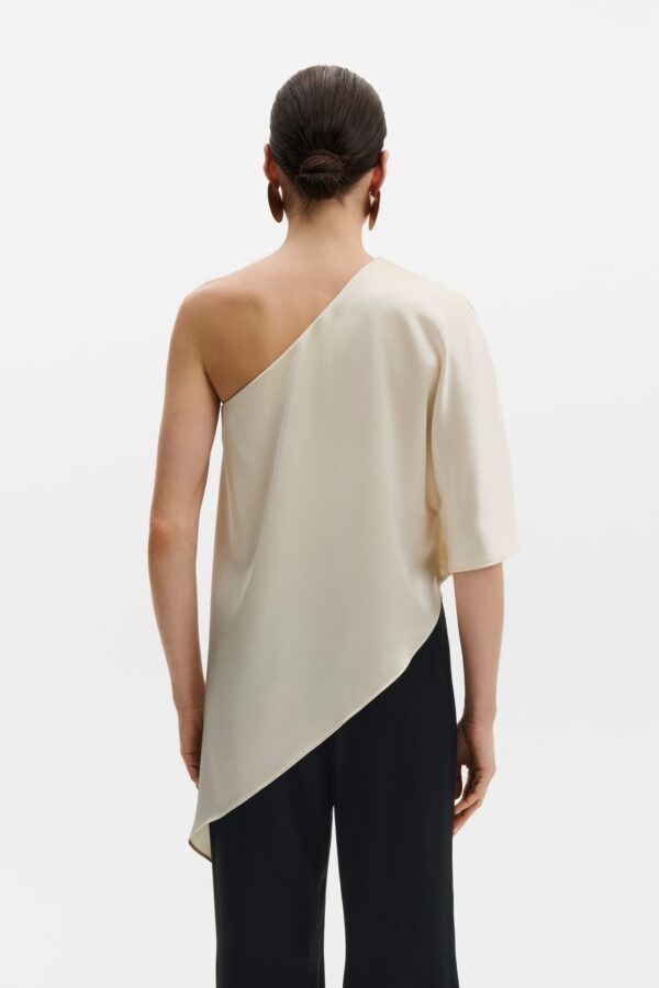 Aria One Shoulder Asymmetric Satin Blouse - Image 3