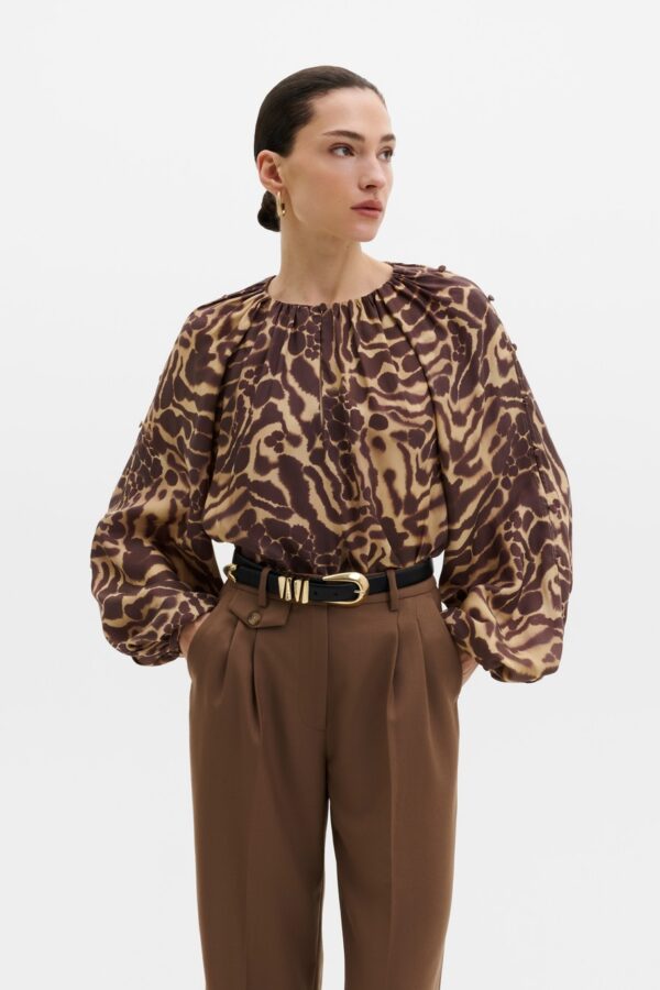 Sophie Button Detail Gathered Blouse
