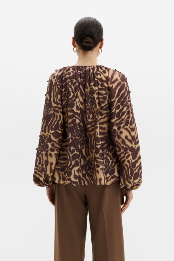Sophie Button Detail Gathered Blouse - Image 3