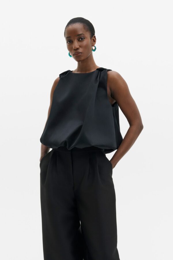 Valentina Knotted Shoulder Satin Top