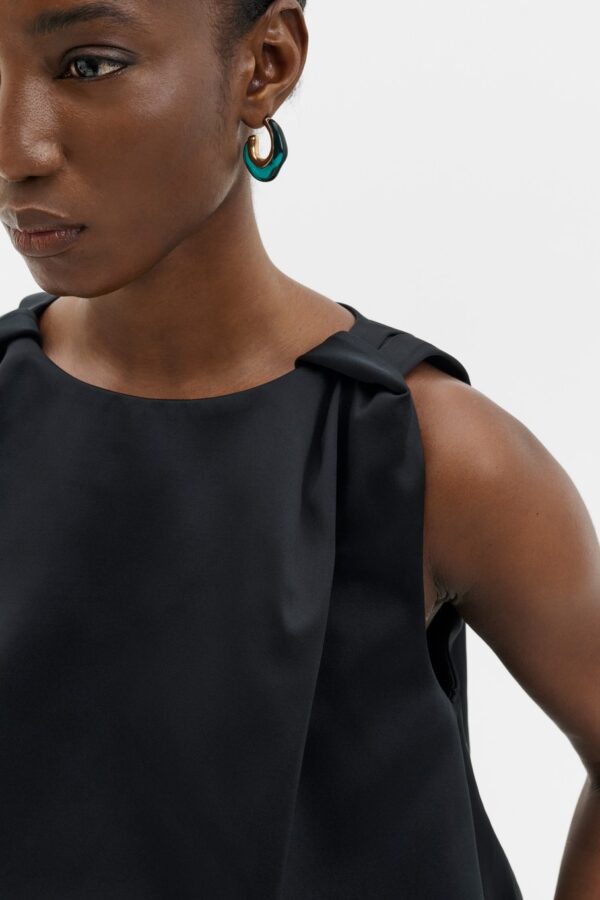 Valentina Knotted Shoulder Satin Top - Image 3