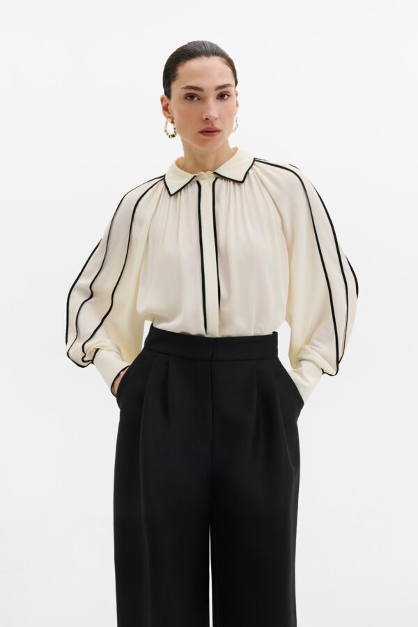 Bea Contrast Edge Chiffon Blouse