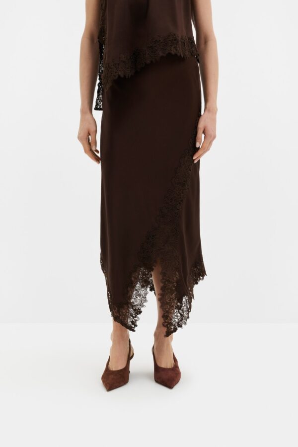 Heylin Asymmetric Lace Hem Midi Skirt - Image 2