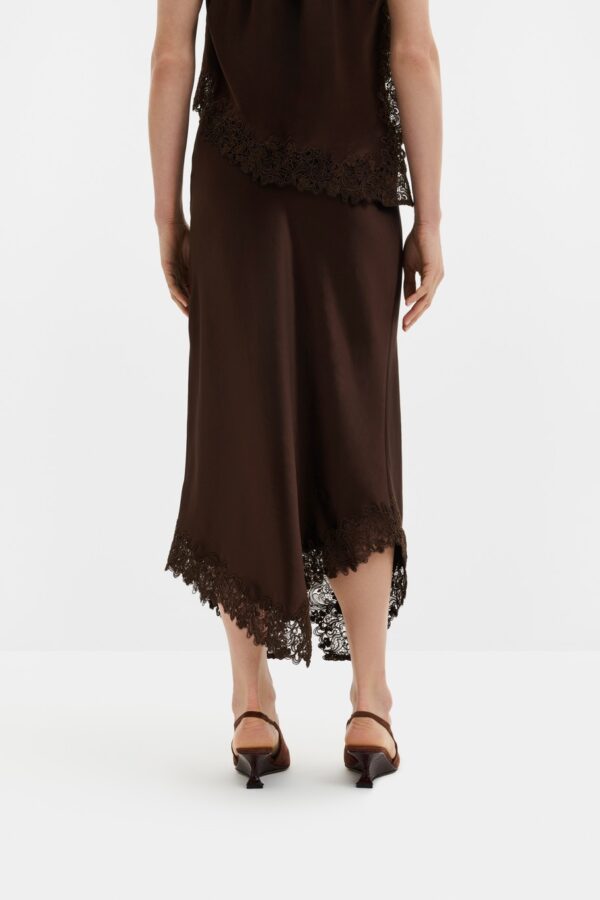 Heylin Asymmetric Lace Hem Midi Skirt - Image 3