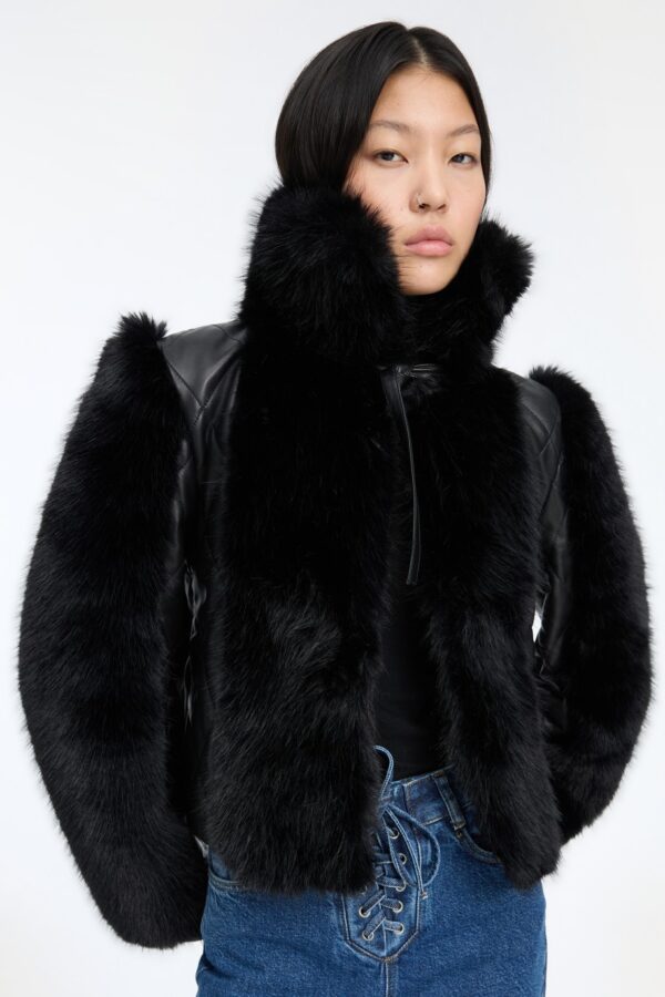 Faux Fur Leather Jacket - Image 2