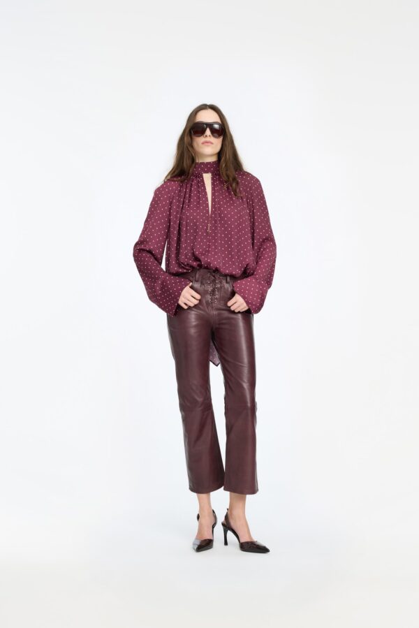 Flared Leather Capri Pants