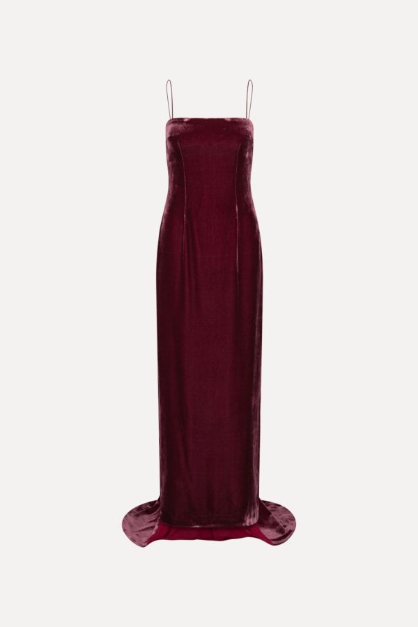 Silk Velvet Strap Dress - Image 3